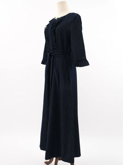 Excellent Max Mara Blue Cotton Long Sleeve Dress Size L