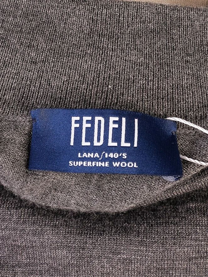excellent fedeli gray wool long-sleeved sweater size l