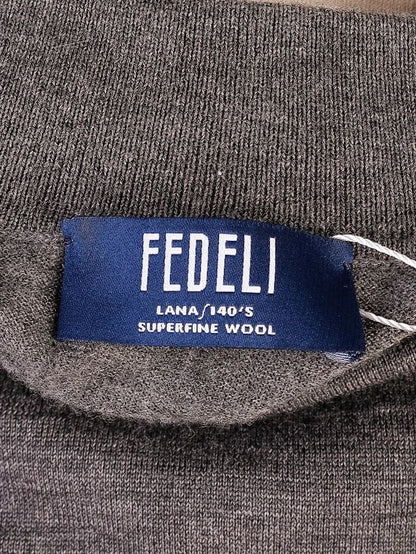 Excellent Fedeli Gray Wool Long-Sleeved Sweater Size L