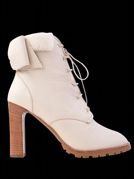 valentino leather white ankle boots with fur trim size 38