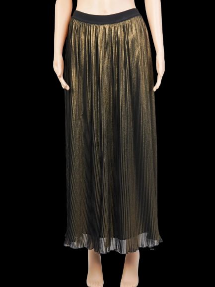 Excellent TWINSET Black & Gold Pleated Skirt Size XS Polyester