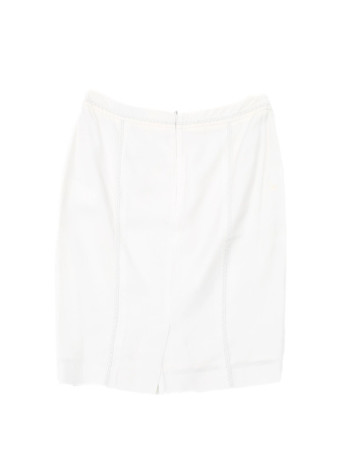 excellent bessini white viscose women's skirt size s with braided trim