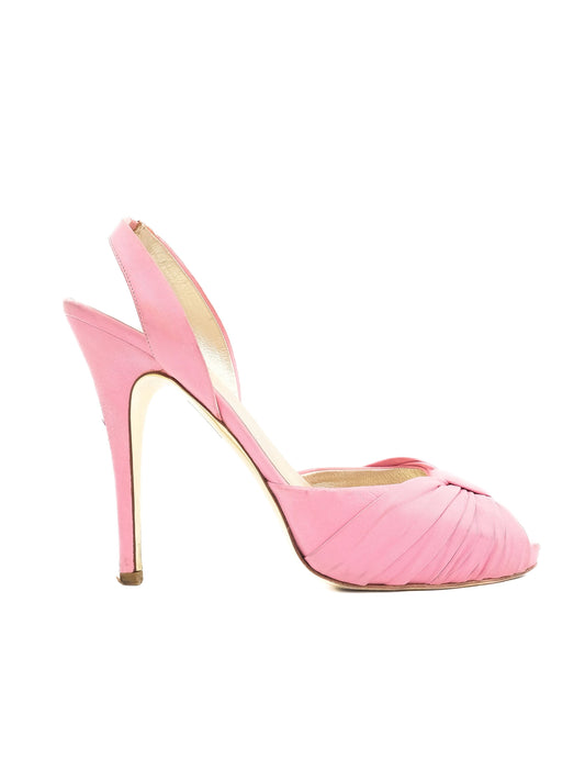 Average Valentino Pink Leather Slingback High-Heeled Shoes Size 40
