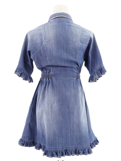 Excellent Dsquared2 Blue Denim Dress Size 12 with Ruffled Details