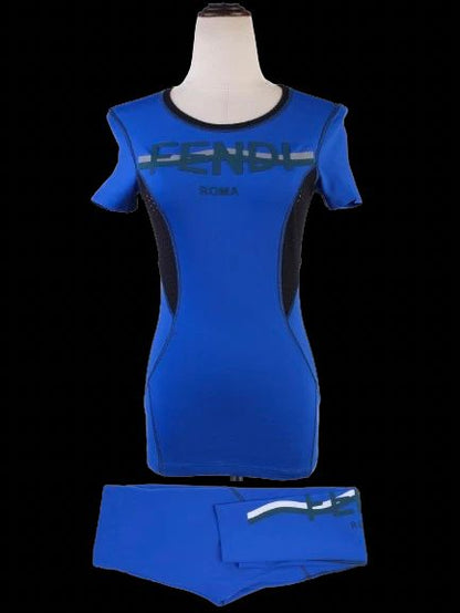 Excellent Fendi Blue Athletic Top Size S with FENDI ROMA Design