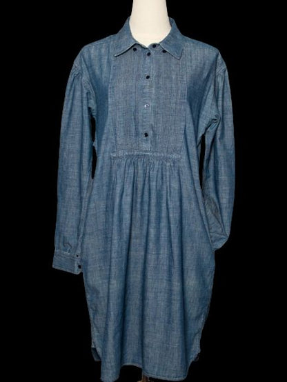 Good Burberry Blue Denim Dress Size L with Long Sleeves
