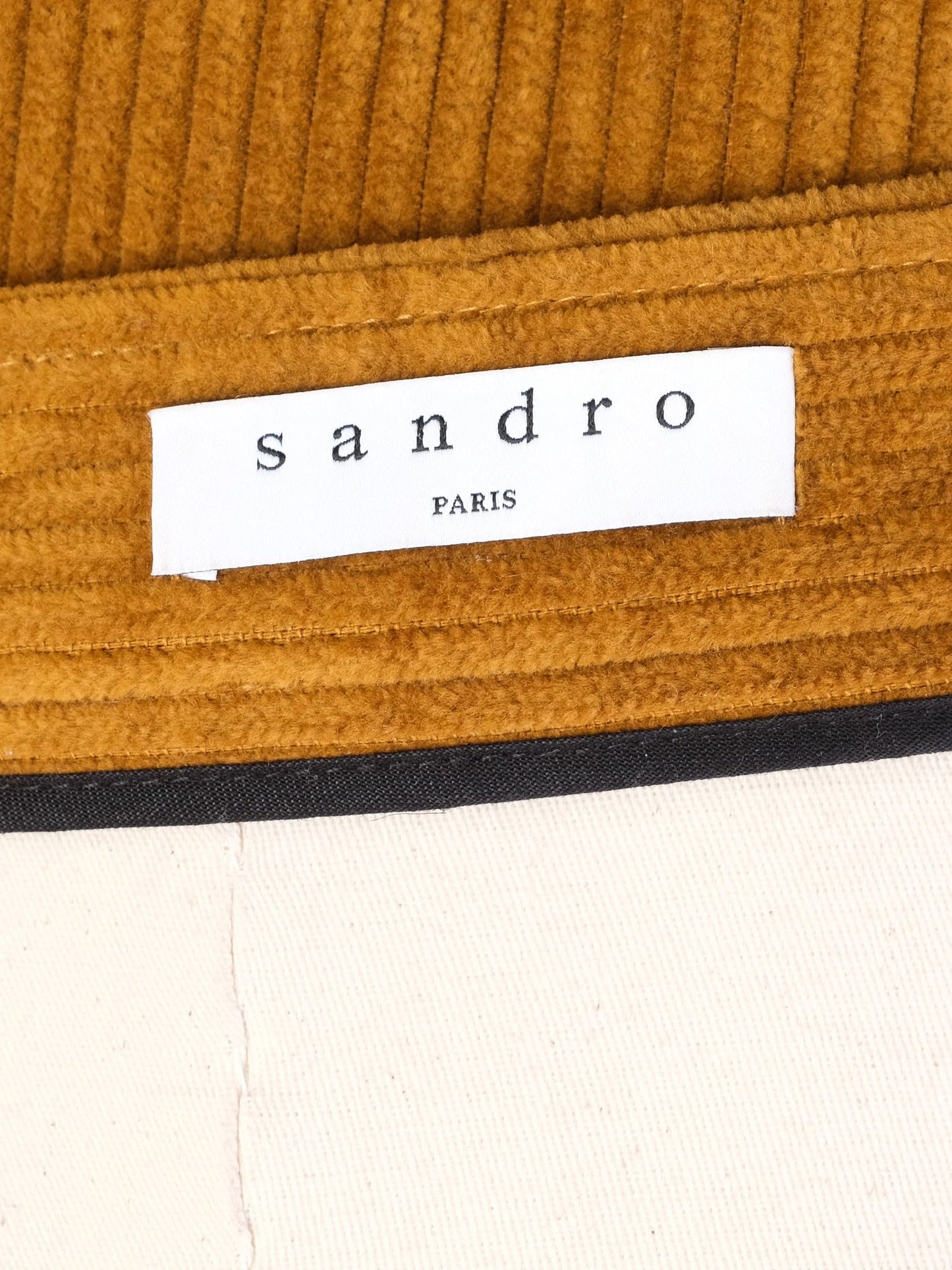 excellent sandro orange polyester skirt size m knee-length