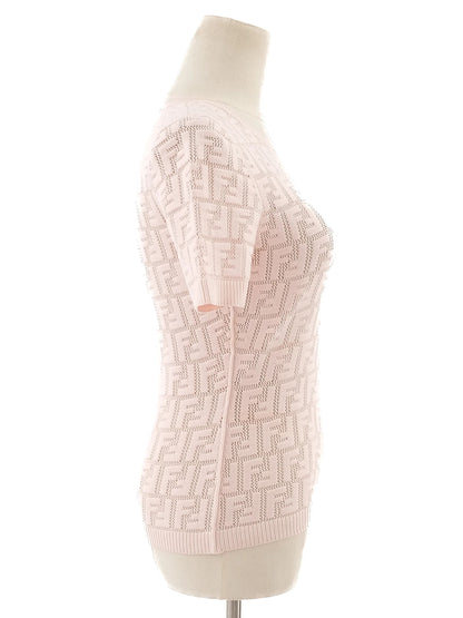 Excellent Fendi Pink Short Sleeve Knit Top Size XS Viscose