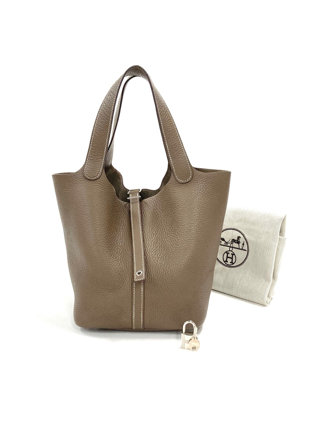 Hermes Etoupe Picotin MM,Taurillon Clemence PHW  U Stamp