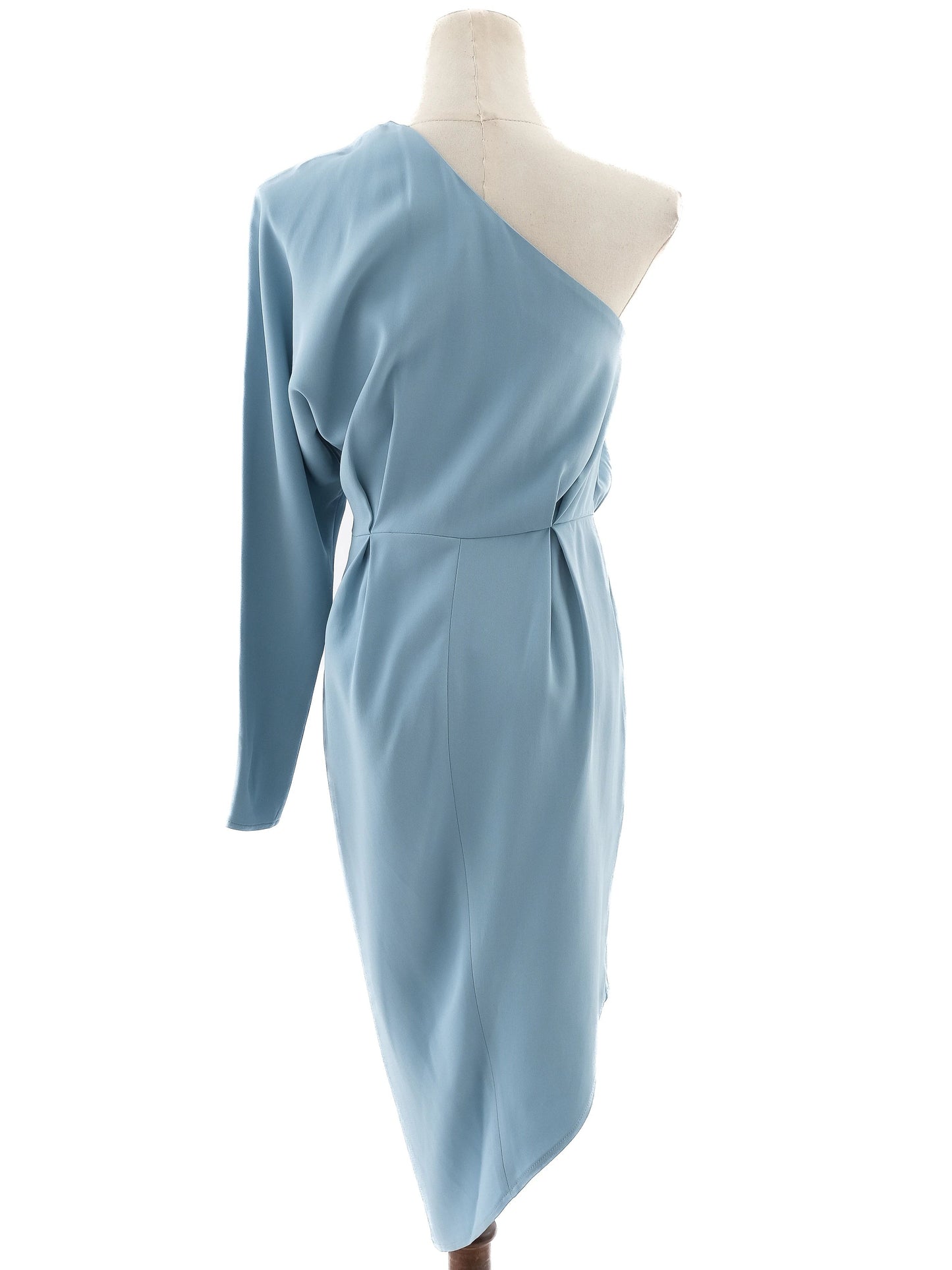 excellent elisabetta franchi light blue one-shoulder dress women