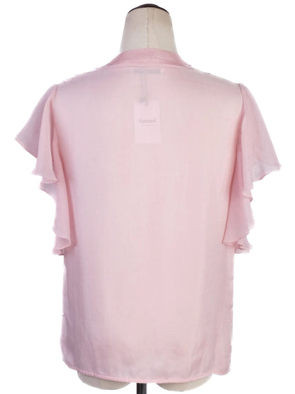 Excellent Sandro Pink Polyester Blouse Size XS with Ruffled Sleeves