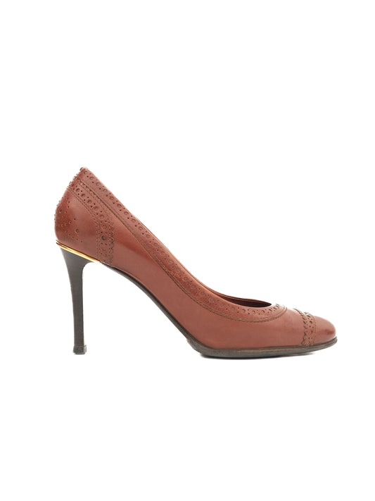 Excellent Burberry Orange Leather High-Heeled Shoes Size 35