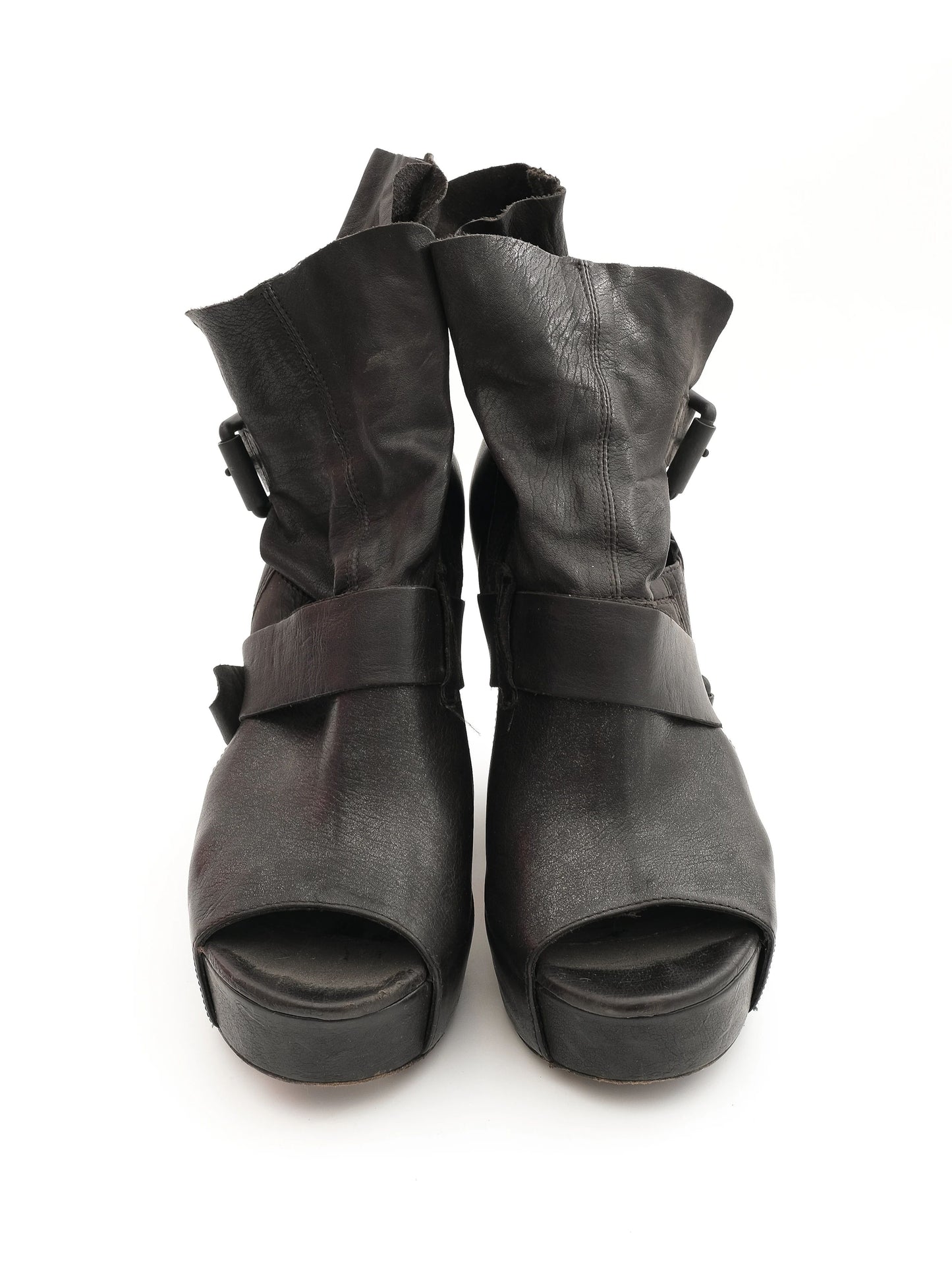vic matie women's black leather platform ankle boots size 36