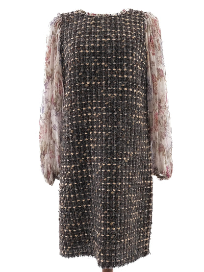 Excellent Dolce Gabbana Women's Dress L Wool Combined Color Floral Sleeves