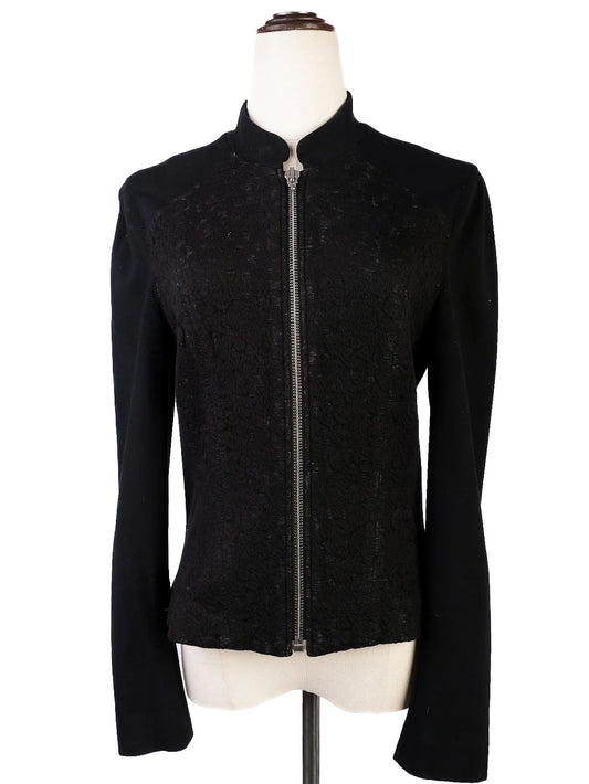 Excellent Escada Black Polyester Jacket Size S with Textured Design