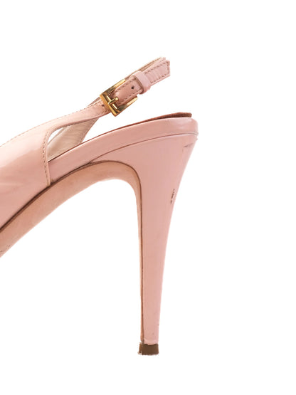Good Sebastian White High-Heeled Slingback Shoes Size 38 Leather