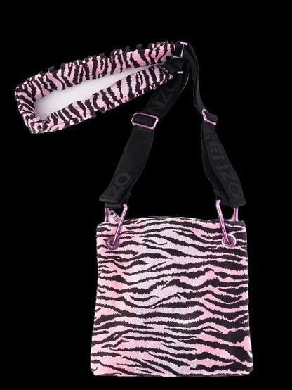 Excellent Kenzo & H&M Pink Black Tiger Print Bag with Embroidered Strap
