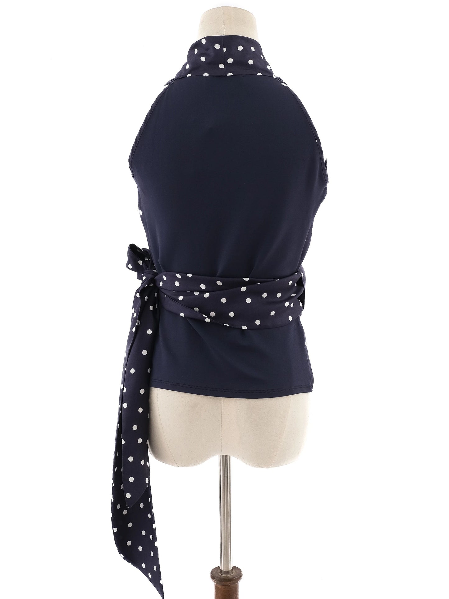 max mara blue wrap top women size s polka dot viscose excellent