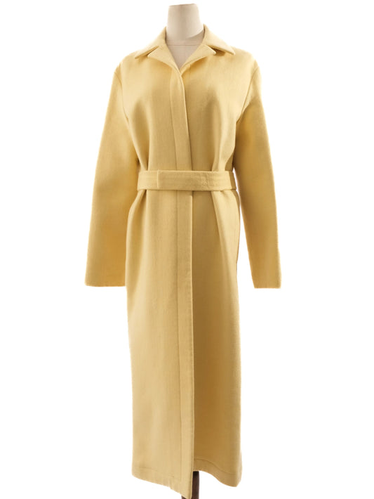 Excellent Lanvin Yellow Cashmere Long Coat with Belt Size M