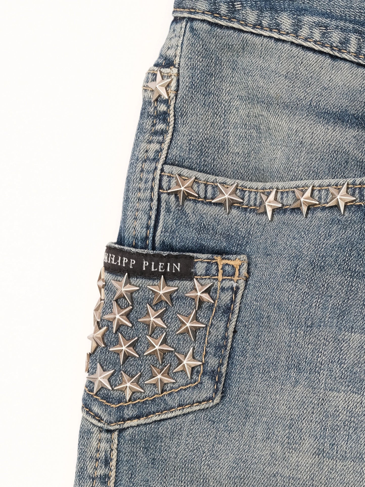 excellent phillipp plein blue jeans size s with decorative details