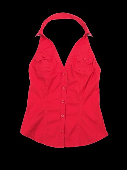 excellent armani exchange red halter top xs polyester with pockets