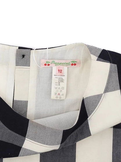 Excellent Bonpoint Dress Black White Checkered Cotton Size 12