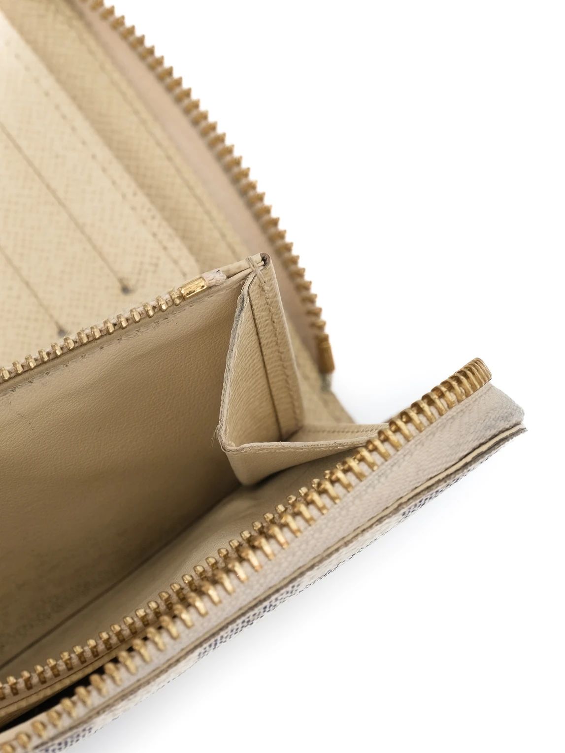 excellent louis vuitton checkered leather wallet with gold zipper