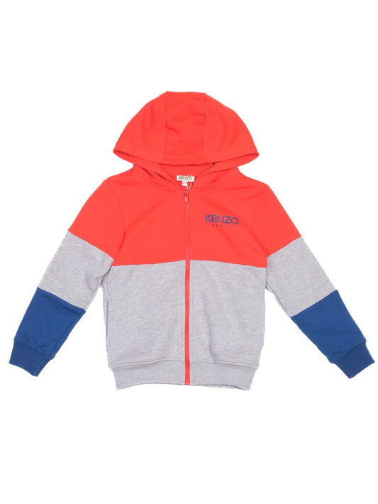 Excellent Kenzo Kids Color-Blocked Hoodie Size 8 Cotton Natural