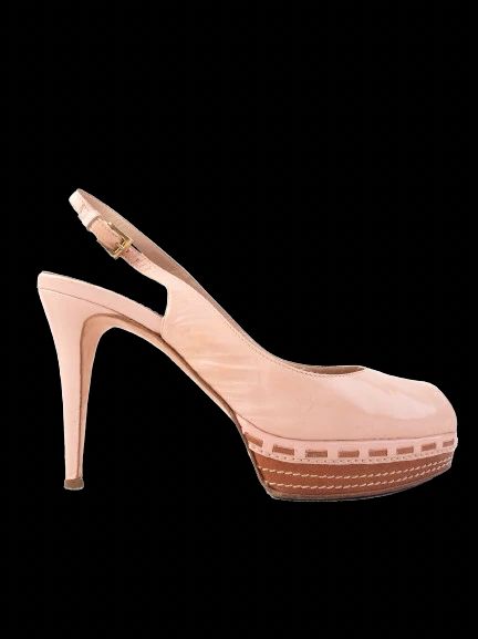good sebastian white high-heeled slingback shoes size 38 leather