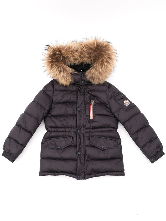Excellent Moncler Black Nylon Winter Jacket Size 8 for Kids