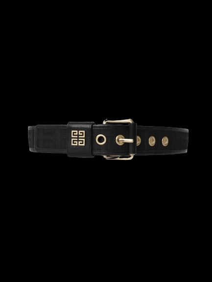 Excellent Givenchy Black Leather Belt with Gold Accents