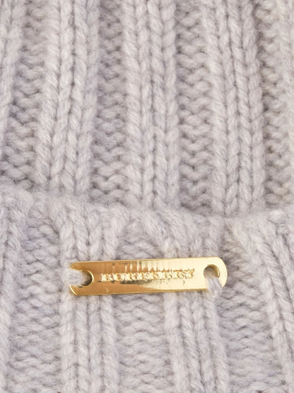 Excellent Burberry Gray Ribbed Wool Beanie Hat Size M