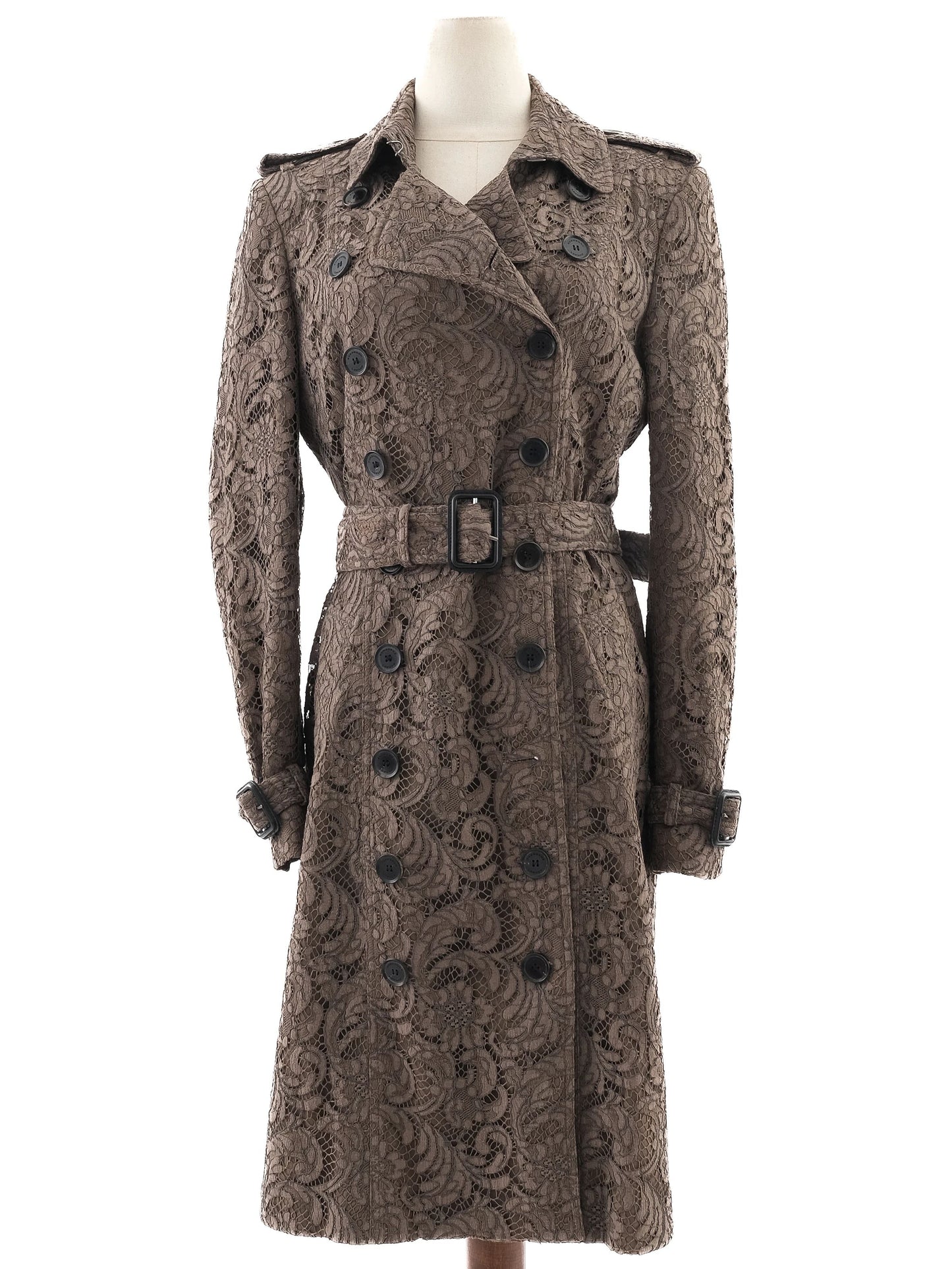excellent burberry orange lace trench coat size l