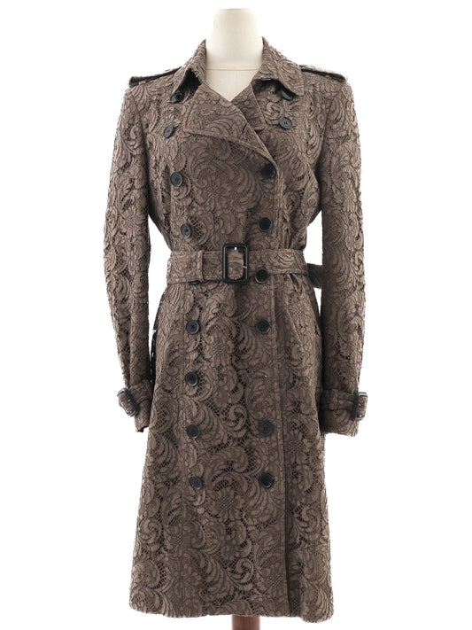 Excellent Burberry Orange Lace Trench Coat Size L