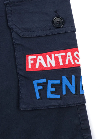 Excellent Fendi Kids Blue Cargo Shorts Size 10 Cotton