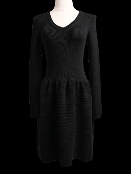 Excellent Moschino Black Wool Long Sleeve Dress Size S