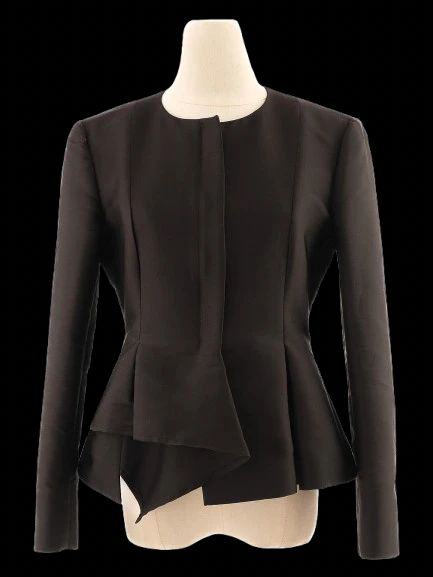 excellent maxco black silk peplum jacket size m women's