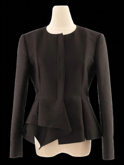 Excellent MaxCo Black Silk Peplum Jacket Size M Women's