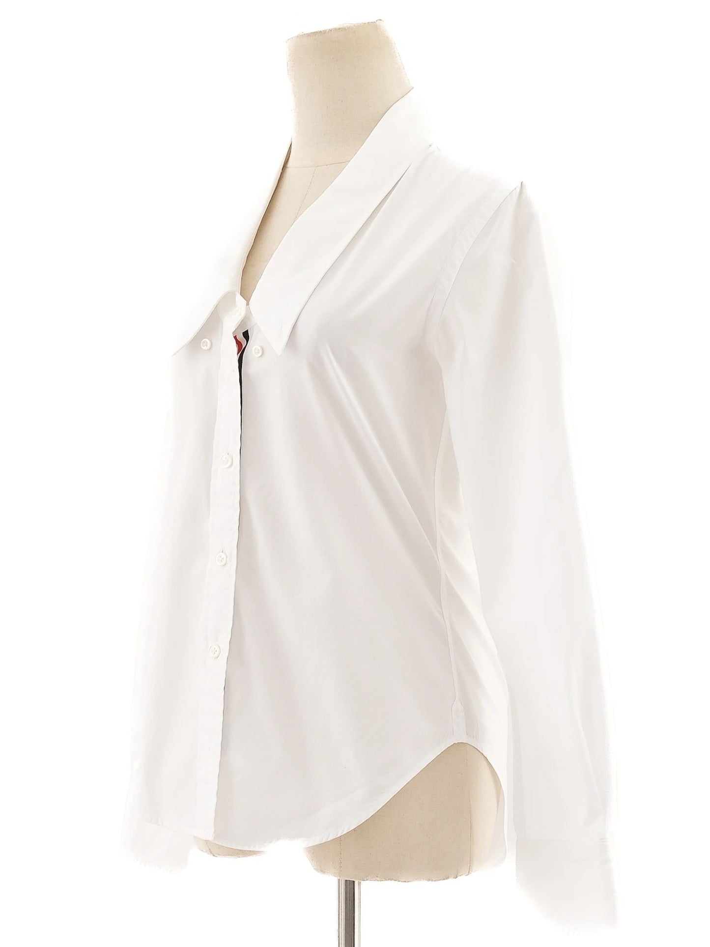 excellent thom browne white cotton button-up shirt size s
