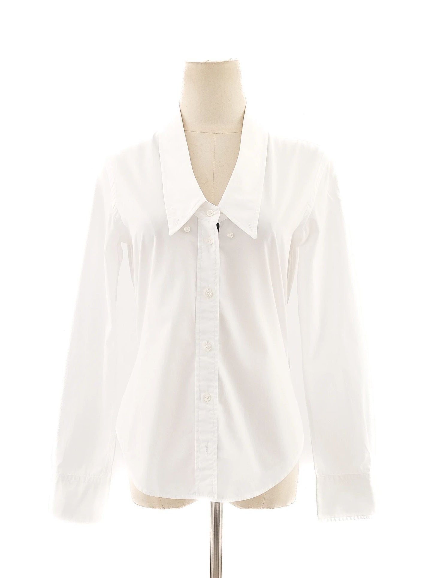 excellent thom browne white cotton button-up shirt size s