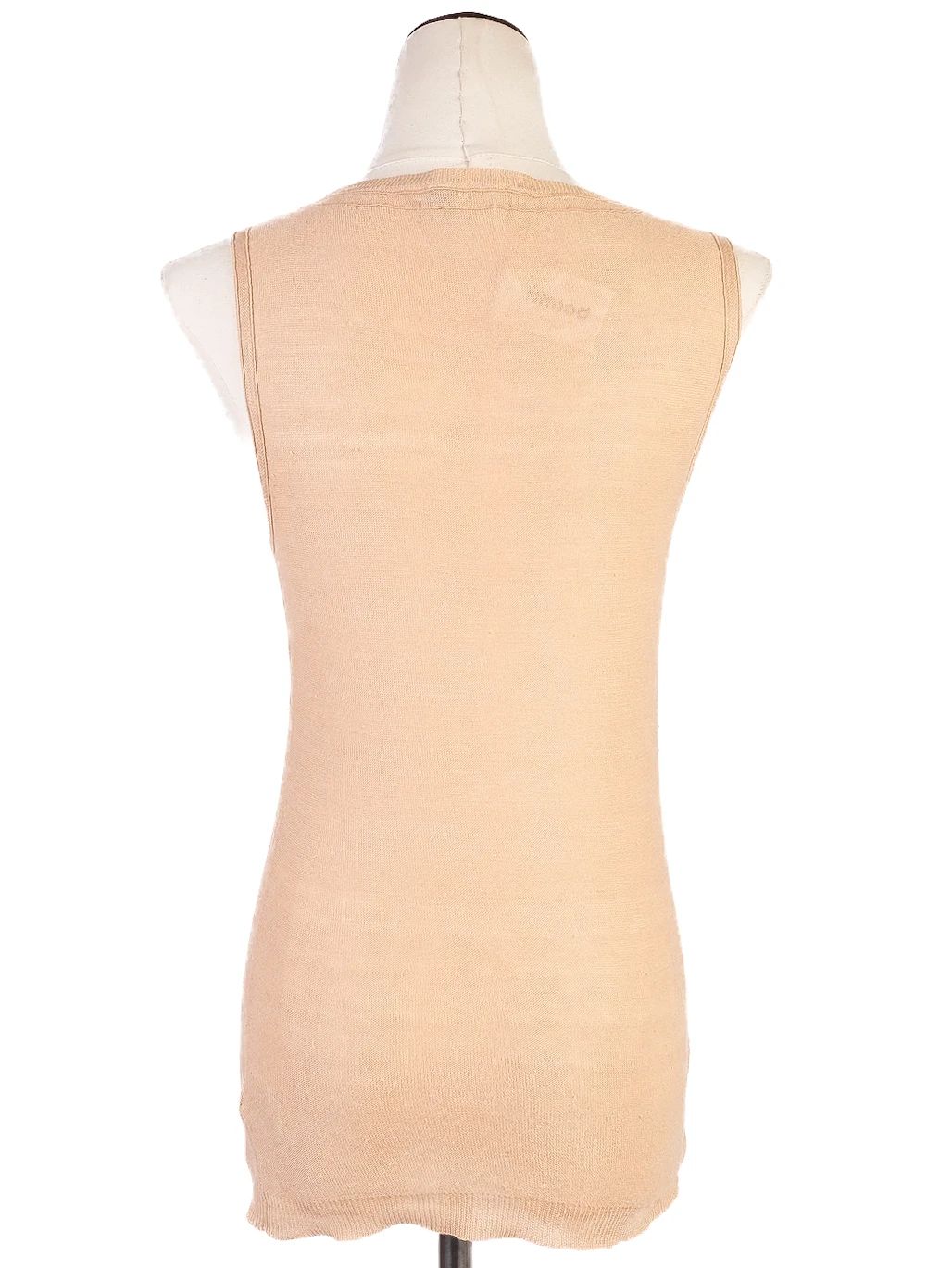 excellent dkny floral embroidered orange cotton sleeveless shirt s