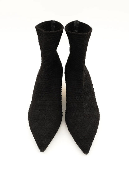 Excellent Uterque Black Cashmere Wool Ankle Boots Size 39