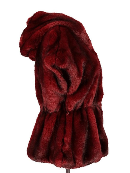 Excellent Monnalisa Burgundy Faux Fur Vest with Hood Size S