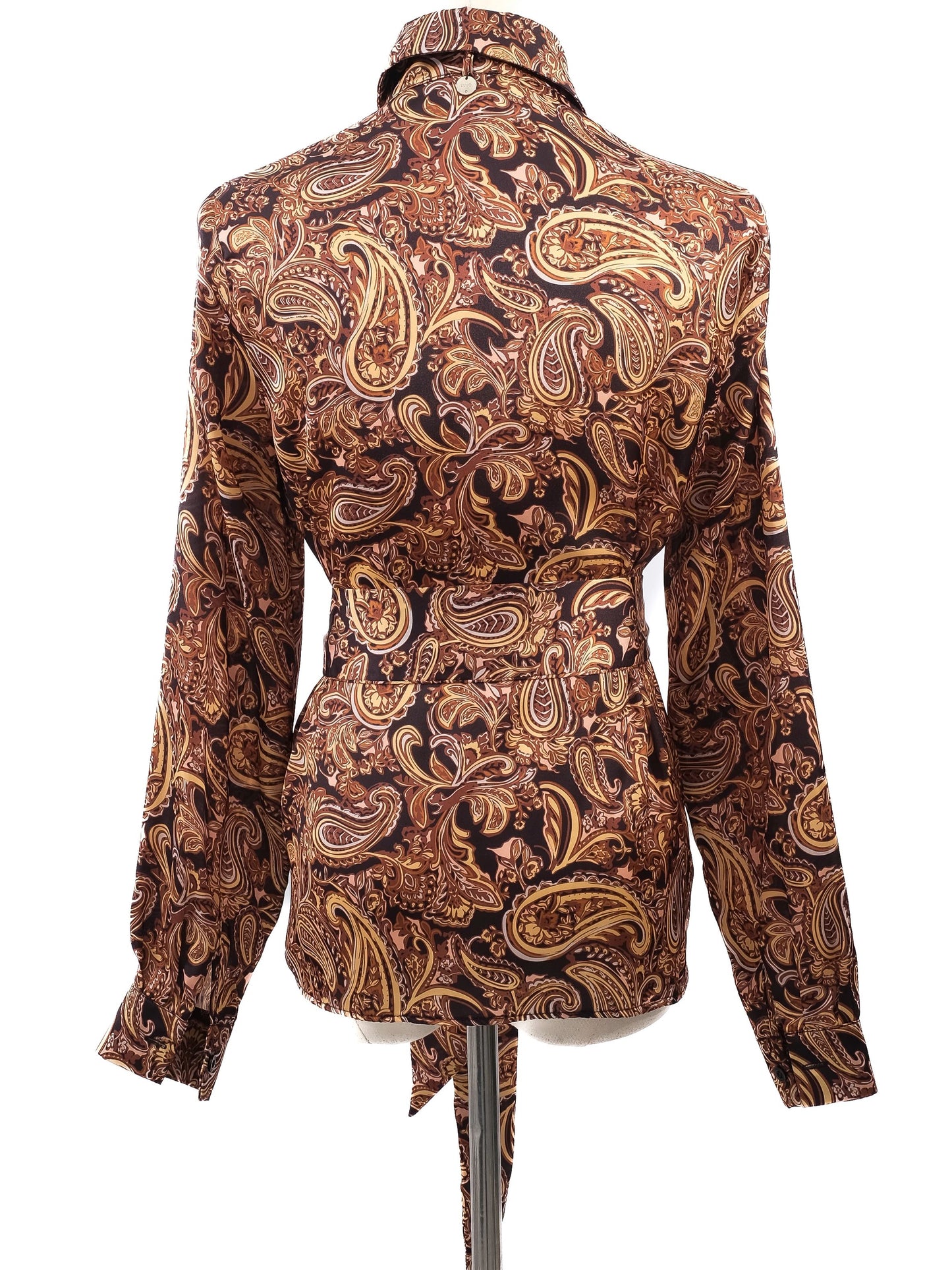 excellent liu jo paisley blouse size xs with tie belt