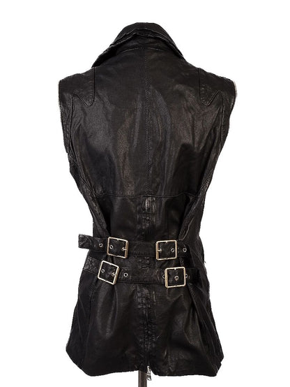 Average Just Cavalli Black Leather Jacket Size XXS - Women