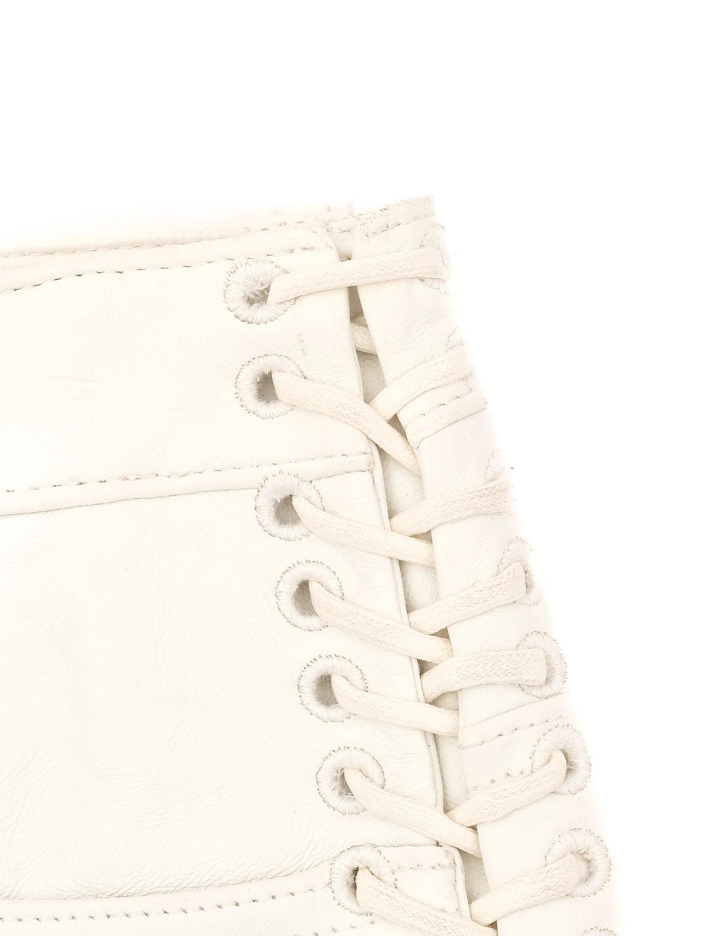 excellent iro white leather shorts with lace-up detail size s