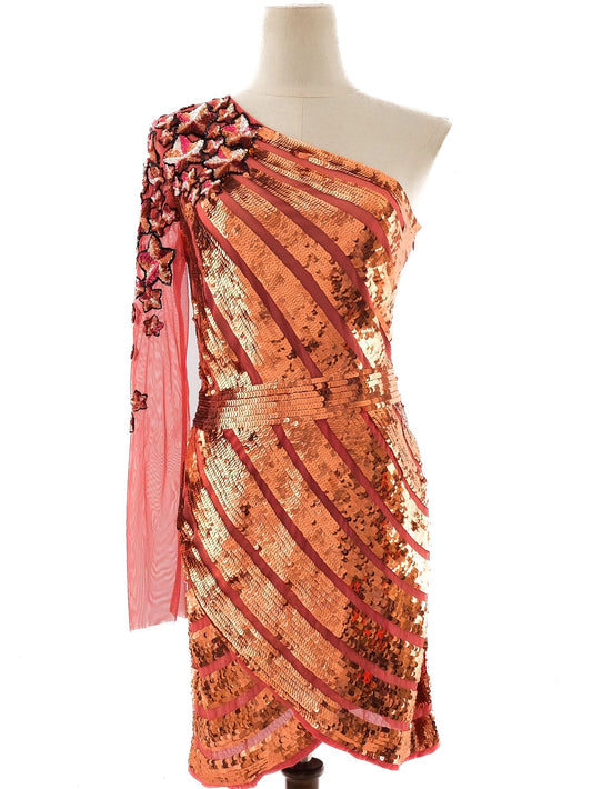 Excellent Elisabetta Franchi Pink One-Shoulder Dress Size M