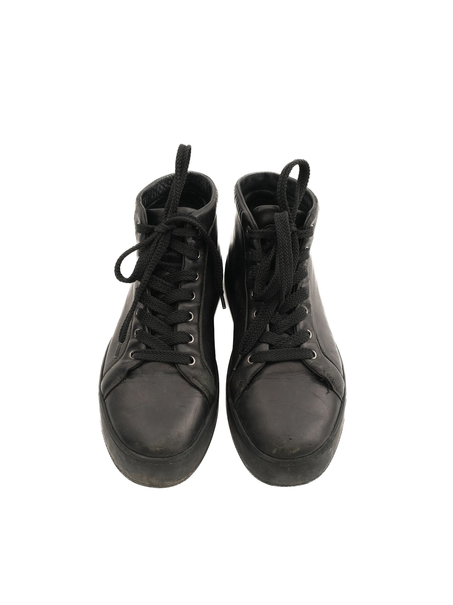 excellent max mara black leather sneakers size 36.5 women's