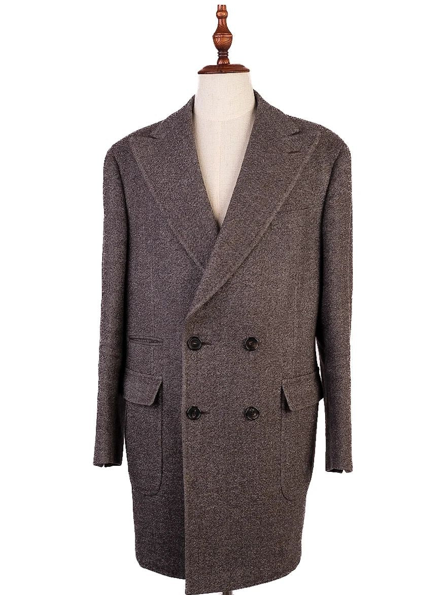 excellent feru gray wool double-breasted overcoat for men