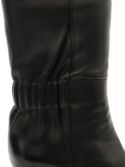 Excellent Santoni Black Leather Knee-High Boots Size 36